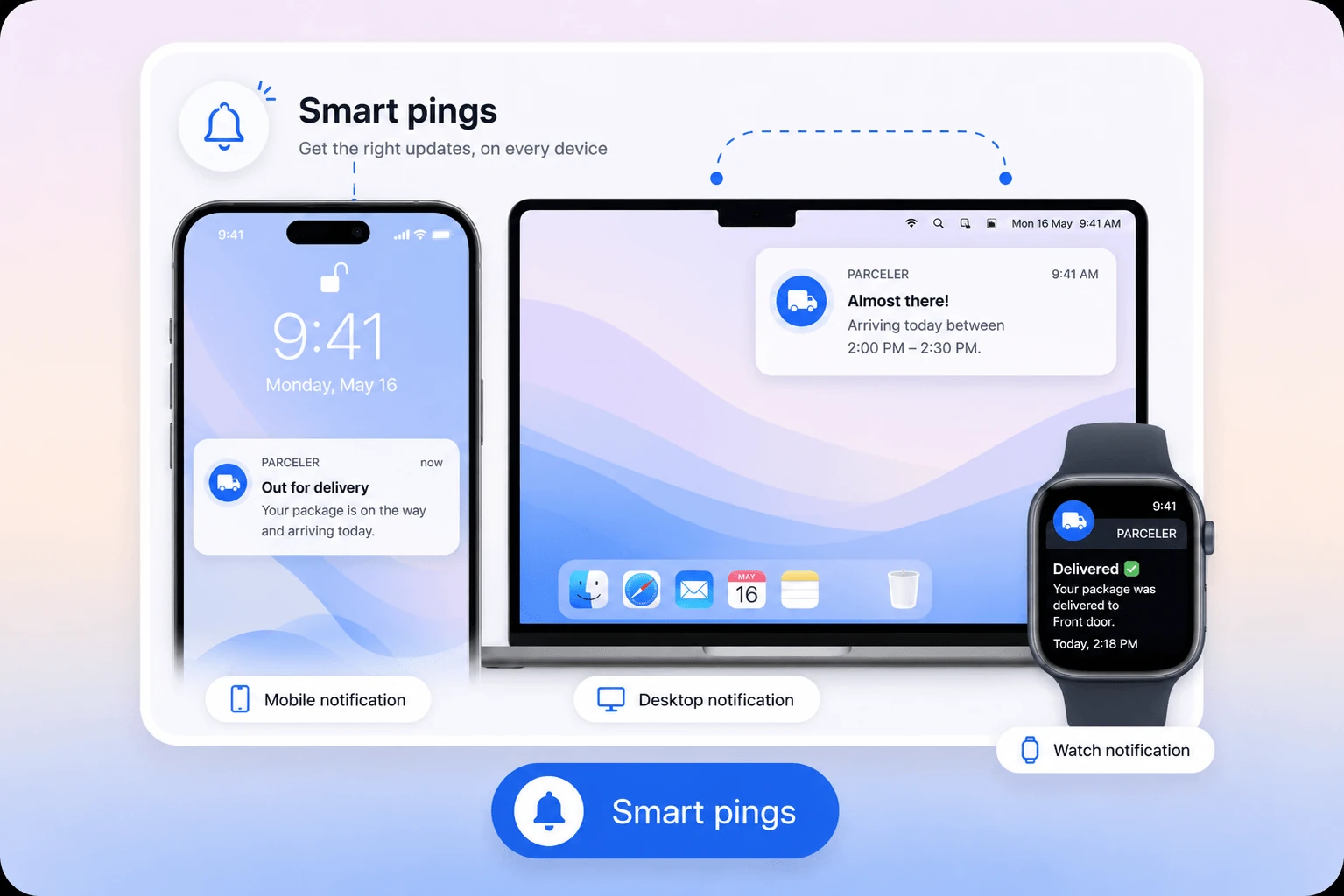 Smart delivery notifications filtered to only the updates that matter